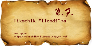 Mikschik Filoména névjegykártya